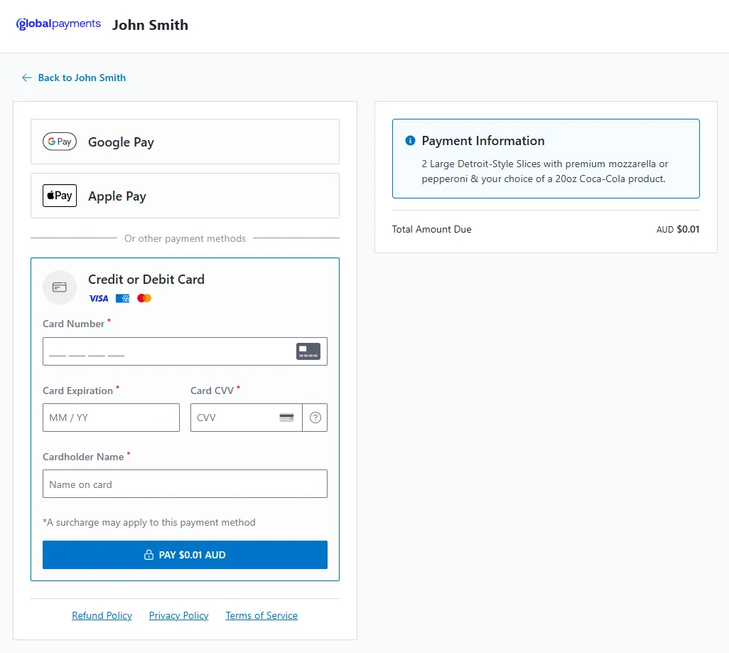 Hosted Payment Page example